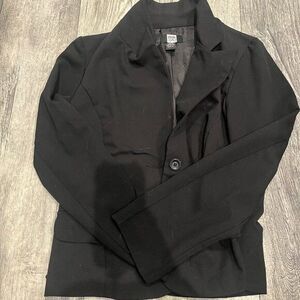Studio 1940 Womens Medium Black Blazer Button Closure, Collared, Long Sleeves